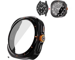 Stravo Ultra-look horlogekast voor Galaxy Watch 6 Screenprotector 40mm - Zwart, lijkt op ULTRA-kast Gehard glazen gezichtsbescherming voor Samsung Watch 6 Case 40mm