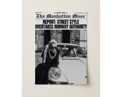Street Style Vrouw Zwart-wit - Poster 50x70 cm sfeervolle wanddecoratie voor woonkamer en slaapkamer - Premium papier - Zonder lijst