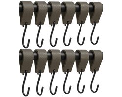 Strength - Multifunctionele Leren S-haken - Grijs - 24 stuks - Kapstokhaak leer - voor keuken, badkamer, slaapkamer en kantoor