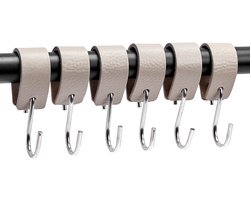 Strength - Multifunctionele Leren S-haken - Lichtgrijs - 24 stuks - Kapstokhaak leer - voor keuken, badkamer, slaapkamer en kantoor