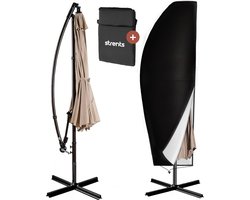 Strents® Parasolhoes voor Zweefparasol - Tot 300cm - Waterdicht - Oxford 420D - Met Rits Zwart