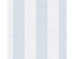 Strepen behang Profhome 770784-GU vliesbehang glad met kinder patroon mat blauw lichtgrijs papyruswit 5,33 m2