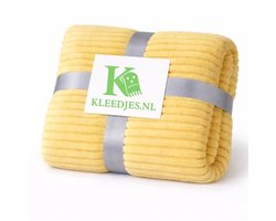 Strepen fleece deken 150x200 cm – Comfortabel & zacht – Voor bank en bed – Geel
