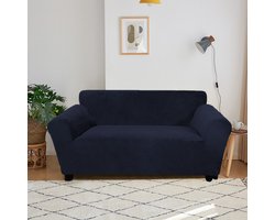 Stretch Bankhoes voor 2-zitsbanken (140-185 cm) - Bescherming en Stijl voor Uw Zetel - Vlekbestendig, Comfortabel en Eenvoudig Onderhoud-marineblauw