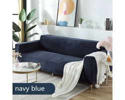 Stretch Bankhoes voor 3-zitsbanken (190-230 cm) - Bescherming en Stijl voor Uw Zetel - Vlekbestendig, Comfortabel en Eenvoudig Onderhoud- marineblauw
