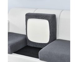 Stretch Bankovertrek Antislip Grijs Tartan Patroon - Zeer Elastische Bankhoes voor Grote 4-zits Bank met Granulaat hoekbank overtrek