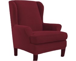 Stretch hoes voor oorfauteuil 2-delig met elastische onderkant spandex stof overtrek voor fauteuil fauteuil stoelhoes voor woonkamer rood