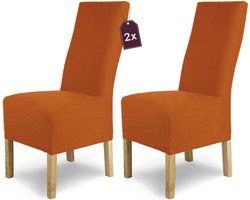 Stretch lange stoelhoezen, set van 2, oranje-terra, elastische flanellen stoelhoezen, schommelstoelen, stretchhoes, stoelsprei als elegante beschermhoes