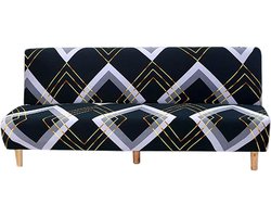 Stretch Sofa Bed Hoes voor 2-3 Zits Futon - Antislip, Verstelbare en Decoratieve Bescherming voor Armless Sofa Bed 180-210 cm (Lange Print)