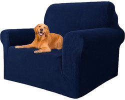 Stretch Sofa Cover 1 Zitplaats, Universele Hoes met Armleuningen, Elastische Bescherming voor Woonkamer, Krabbestendig en Huisdiervriendelijk, Blauw en Duurzaam