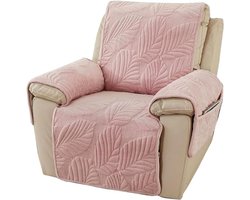 Stretch Stoelcover voor Relaxfauteuil - Katoenen Beschermhoes voor 1-Zit Recliner - Elastische en Zachte Bekleding in Roze voor TV Stoel en Fauteuils