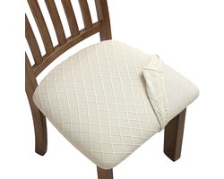 Stretch stoelhoezen 6 stuks, afneembare en wasbare eetkamerstoelhoezen, stofwerende eetkamerstoelkussenhoezen (6 stuks, beige)