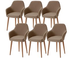 Stretch stoelhoezen, set van 6, fauteuilhoes met armleuningen, afneembaar, wasbaar, hoes voor bureaustoelen, eetkamerstoelen, overtrek voor keuken, banket, bruiloft, feest (camel, 6 stuks)