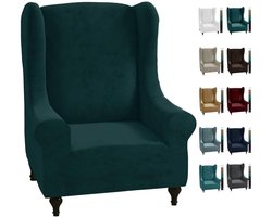 Stretch Velours Hoes voor Oorfauteuil - Zacht en Stijlvol - 1 Delige Stoelbekleding met Elastische Onderkant