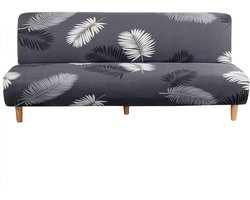 Stretchable Futon Hoes voor Armlos Sofa Bed - Niet-slipbare Bescherming voor 2-3 Zits Vouwbank met Bladerenprint, Geschikt voor 180-210 cm
