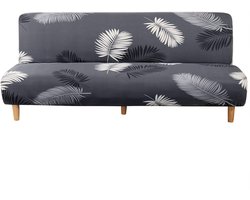 Stretchy Futon Hoes voor Armlos Sofa Bed - Anti-slip Bescherming voor 2-3 Zits Vouwbank met Bladprint, Geschikt voor 180-210cm