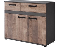 Stripe kommode 2 deuren, 2 laden eiken decor.