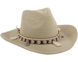 Strohoed Dames - Panama Hoed - Zon Bescherming - Patchwork Patroon - One Size - Paars