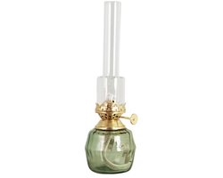 Strömshaga glazen Olielamp Britta Groen met gouden brander 25cm x Ø7.5cm