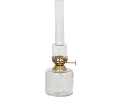 Strömshaga glazen Olielamp rond met gouden brander 25cm x Ø8cm