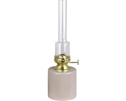 Strömshaga metalen olielamp beige met glazen branderglas 25cm x Ø8cm