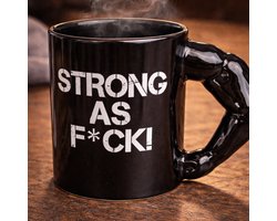 Strong as F*ck mok – Stoere koffiemok van steengoed – Ruime inhoud – Geschikt voor vaatwasser