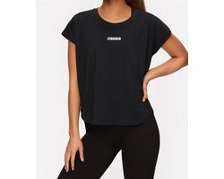 Stronger - Drop T-Shirt - Sportshirt - Dames - Zwart - Maat XS