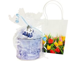 Stroopwafelblik Delfts blauw in geschenkverpakking