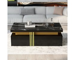 Strovea Luxe Woonkamer Meubel Set – TV Meubel 200×40×42 cm + Salontafel 100×50×40 cm – TV Kast & Coffee Tafel, Stevig, Modern Design, Stijlvol Hoge Kwaliteit, Veel Opbergruimte – Zwart