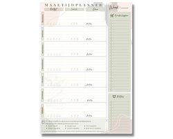 Structuurzusjes - Maaltijdplanner - Week menu - Dieet planner - Boodschappenlijstje - Dag planner - Pastel groen - Afscheurbaar - A4