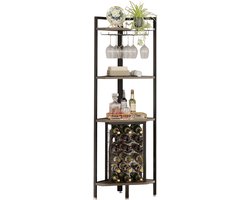 Studio Lyma Wijnkast - Wijnrek - Hoekkast - Voor 18 flessen - Ruimtebesparend - 40 x 40 x 160 cm - Bruin met zwart