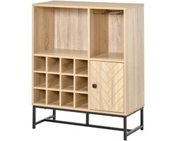 Studio Lyma Wijnkast - Wijnrek - Voor 12 flessen - 97 x 76 x 35 cm - Hout decor - Metalen onderstel