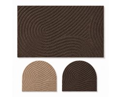 Studio M Deurmat - Japandi Stijl - Deurmat Binnen - Bruin - 60x90 cm - Antislip Deurmat - Polyester & TPE - Vloerverwarming Geschikt