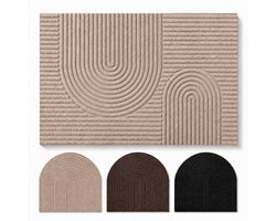 Studio M Deurmat - Japandi Stijl - Deurmat Binnen - Zandbeige - 50x80 cm - Antislip Deurmat - Polyester & TPE - Vloerverwarming Geschikt
