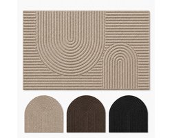 Studio M Deurmat - Japandi Stijl - Deurmat Binnen - Zandbeige - 60x90 cm - Antislip Deurmat - Polyester & TPE - Vloerverwarming Geschikt