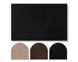 Studio M Deurmat - Japandi Stijl - Deurmat Binnen - Zwart - 50x80 cm - Antislip Deurmat - Polyester & TPE - Vloerverwarming Geschikt