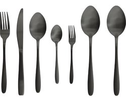 Studio Tavola Bestekset Classic Zwart 42-delig 8 Personen - RVS Mat - Inclusief 8 Gebaksvorken En 2 Serveerlepels