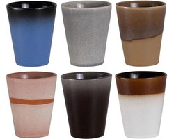 Studio Tavola Cappuccinokopjes - Koffiebekers - Earth - 310 ml - Set van 6 - Aardewerk - Divers Geïnspireerd Ontwerp - Magnetron- en Vaatwasserbestendig