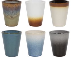 Studio Tavola Cappuccinokopjes Storm - Mix Blauw/Wit/Zwart/Bruin/Grijs - 6 Stuks 310 ml - Aardewerk Vaatwasserbestendig