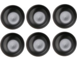 Studio Tavola Diepe Borden Black Tie - Set van 6 diepe pastaborden - Ø 21 cm - Elegante zwarte borden voor pasta en salades - Hittebestendig tot 180 °C - Aardewerk - 210 x 210 x 50 mm - Servies - Borden
