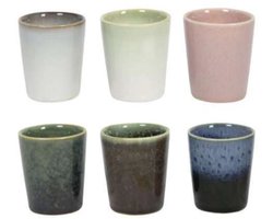 Studio Tavola Espressokopjes Wind - Bruin, Groen, Roze, Blauw, Grijs - Set van 6 60 ml - Aardewerk Vaatwasserbestendig & Magnetronbestendig