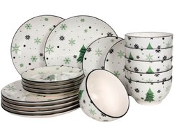 Studio Tavola Kerstservies - Aardewerk - Groen 16-delig / 4 personen