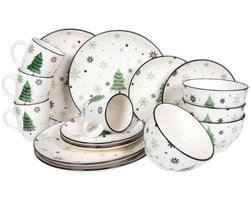 Studio Tavola Kerstservies - Porselein - Groen 16-delig / 4 personen