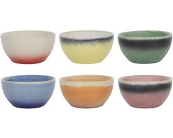 Studio Tavola Kleine Kommen Fire ø 10 cm - Set van 6 kleurrijke kommen - Ideaal voor dips en snacks - Vaatwasserbestendig - Aardewerk - Ø 10 cm - Keukengerei - Tafelaccessoires