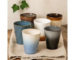 Studio Tavola Koffiebekers Storm - 310 ml - Set van 6 - Aardewerk - Diverse Kleuren en Patronen - Magnetron- en Vaatwasserbestendig