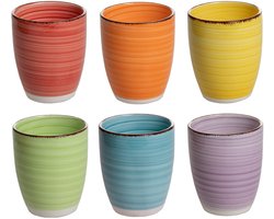 Studio Tavola Koffiekopje Sunny Summer Vrolijke Kleurenmix - Set Van 6 160 ml Ø 6,8 cm Aardewerk - Vaatwasser-, Magnetron- & Ovenbestendig