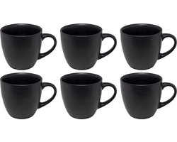 Studio Tavola Koffiekopjes Black Tie - Espresso Kopjes, Koffiemokjes - Coffee Cups - Aardewerk Zwart - Vaatwasserbestendig - 6 x 200 ml