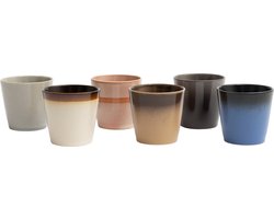 Studio Tavola Koffiekopjes Earth - 200 ml - Set van 6 - Aardewerk - Diverse Kleuren en Patronen - Magnetron- en Vaatwasserbestendig - Ideaal voor Koffie, Thee en Andere Warme Dranken