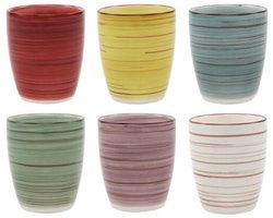 Studio Tavola Koffiekopjes Rimini Kleurrijk - 6 Stuks 160 ml Ø 68 mm Aardewerk - Vaatwasser-, Magnetron- en Ovenbestendig