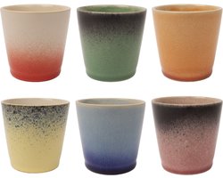 Studio Tavola Koffiekopjes Senseo Fire - Gekleurde Mix 6 Stuks 200 ml - Aardewerk - Vaatwasser- & Magnetronbestendig